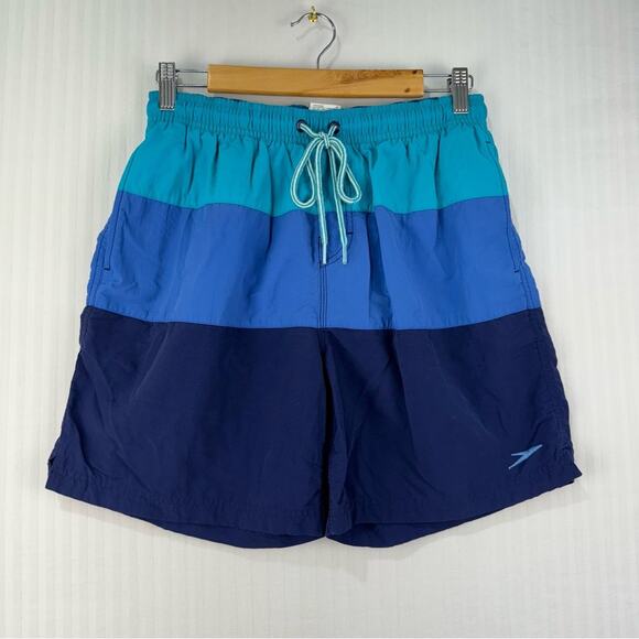 Speedo Swim Trunks Blue Color Block Men’s Size Medium Chubbies Beach Vacation - Picture 1 of 5
